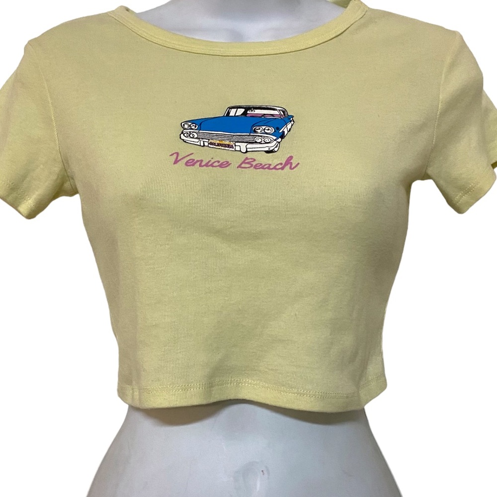 Venice Beach Cali Retro Vibes Crop Top Yellow